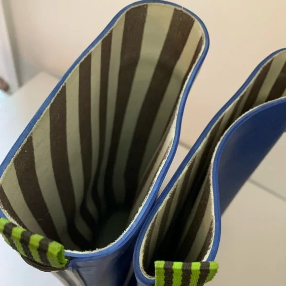 Henri Bendel Blue Rubber Rain Boots Wellies, 8 - Picture 10 of 14